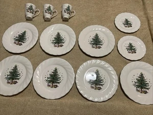 NIKKO Felices Fiestas ~ Árbol de Navidad Diseño Platos Tazas Lote Mixto 12 piezas Japón - Imagen 1 de 10