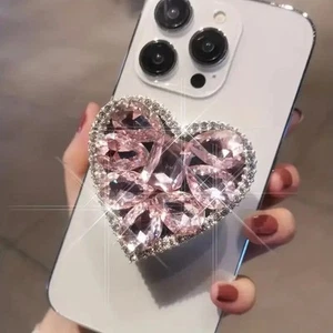 Support anneau téléphone design coeur strass universel cadeau décoratif à la mode - Photo 1 sur 19