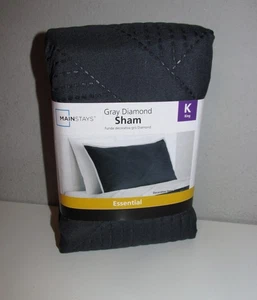 Decorative 'Gray Diamond' King Size Pillow Sham (20x36") BRAND NEW UNOPENED - Picture 1 of 3