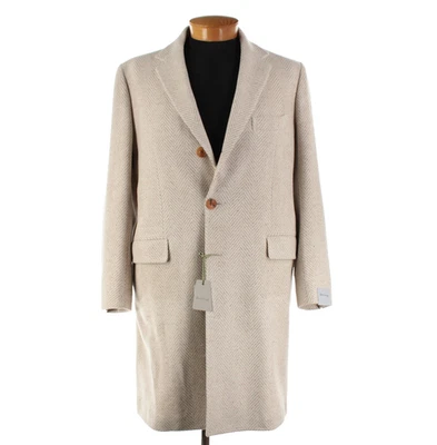Abrigo Sartorio Kiton Nuevo con Etiquetas Mezcla Lana Talla 52R (Grande EE. UU.) en Beige Espiga Foto 1 de 4