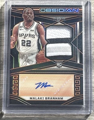 2022-23 Obsidian 3 Color Patch Auto True RPA Malaki Branham Orange /35 Spurs  - Image 1 of 3