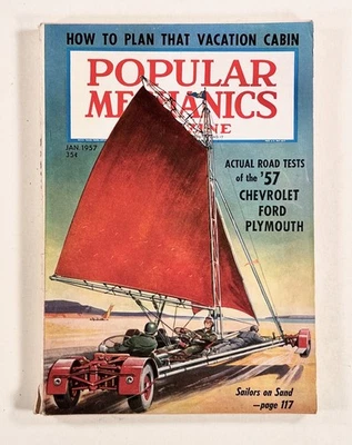 1957 Jan POPULAR MECHANICS Plan a Vacation Cabin '57 CAR ROAD TESTS Atomic Power - Image 1 of 4