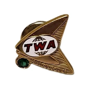 Vtg TWA Trans World Airlines 1 Million Miles Service Pin Gold Stamped 10K - Picture 1 of 3
