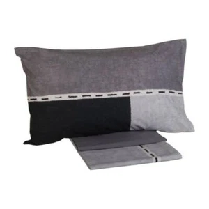 Carrara HATCH gray percale complete bedspread sheets - Picture 1 of 1
