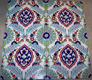 12 osmanische Iznik Nelke & Gänseblümchen Muster 8 Zoll x 8 Zoll türkische Keramik Fliesen Set - Bild 1 von 2