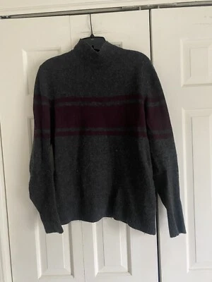NEW Club Monaco Burgundy Gray Color Block Merino Wool Knit Men's Sweater XS - Image 1 of 3