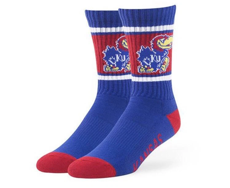 Calcetines Kansas Jayhawks '47 Marca Plumero Grande Azul Hombre 9-13 Mujer 10-12 Nuevos con Etiquetas Foto 1 de 1