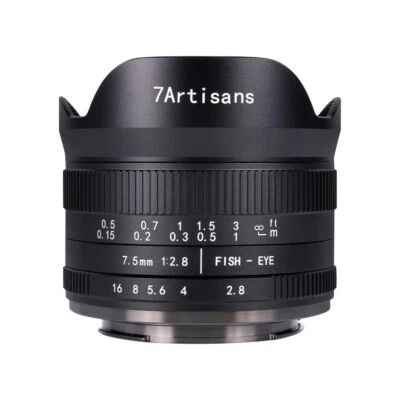 7artisans 7.5mm F2.8 Ver.II Manual Fisheye Lens Micro 4/3 Mount Black GX GH OMD - Image 1 of 4