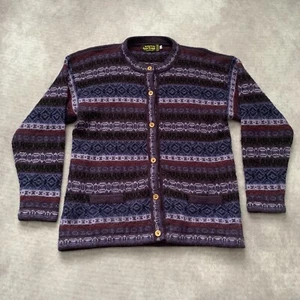Vintage American South Side Alpaca Wool Sweater Cardigan Size L Peru Made Purple - Picture 1 of 11