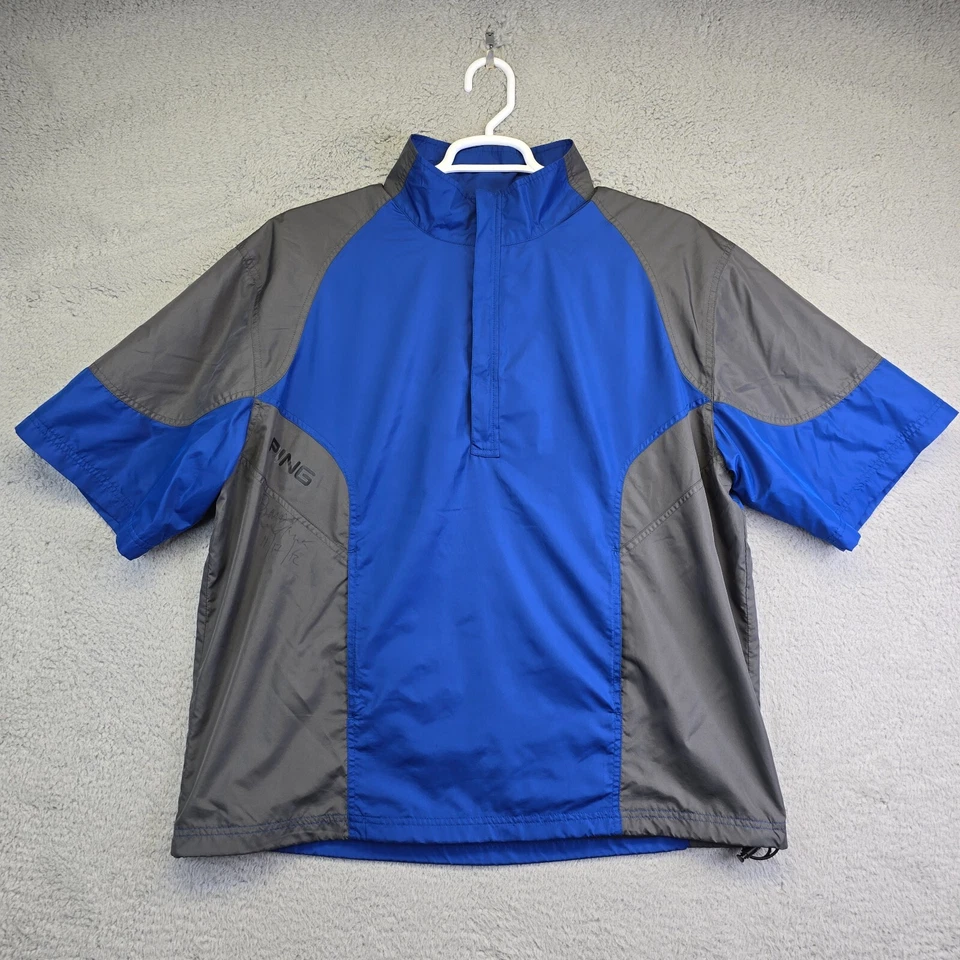 PING Size Large Mens 1/2 Zip Performance Windshirt Jacket Wicking Gray Auotgraph - Image 1 of 4