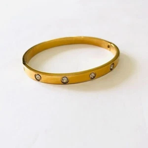 Gold Plated Bracelet for Women with Cubic Zirconia Stones Stainless Steel - Bild 1 von 6