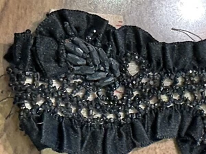 VICTORIAN BLACK JET MOURNING TRIM 135" PRE USED-RARE ANTIQUE - Picture 1 of 11
