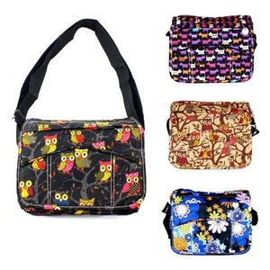 Girls Ladies Small 8" Wide Shoulder Messenger Bag Owl, Flower - Picture 1 of 8