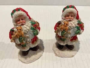 2 ct. Santa resin figurines 4 inches brown sack bear presents - Picture 1 of 5