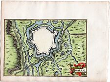 1634 Nicolas Tassin Antique Map, Marsal, Fort Plan Fortifications Moselle France