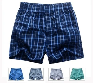 NEW Mens Woven Check Boxer Shorts Soft Poly-Cotton Underwear Brief Short Trunks - Picture 1 of 8