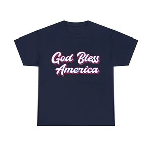 God Bless America USA Patriotic Unisex Heavy Cotton Tee - Picture 1 of 21