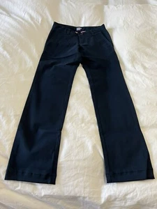 LANDS END Navy School Uniform Plain Front Chino Pants Girls Size 8 - Picture 1 of 10