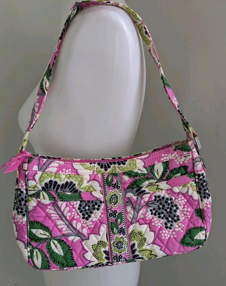 Bolso de Hombro Vera Bradley Cassidy Priscilla Rosa Verde Floral Correa Baguette Usado en Excelente Condición Foto 1 de 4