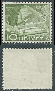1949 SVIZZERA TECNICA E PAESAGGI 10 CENT NUMERO BOBINA AL RETRO MNH ** - US7 - Picture 1 of 1