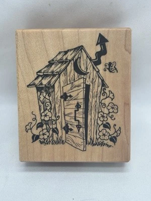 PSX F-1165 Outhouse Country Vaquero Baño Madera Rústica Sello de Goma Foto 1 de 4