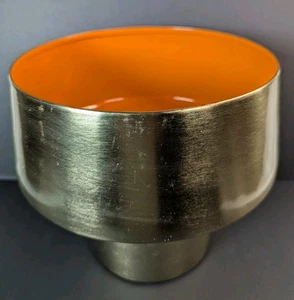 Orange Enamel Lined 8” Round Serving Bowl Fruit Bowl MCM Stovepipe Made In India - Picture 1 of 10