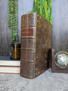 German Pennsylvania Bible 1828 Martin Luther New Testament With Leather Tack XL - Picture 1 of 10