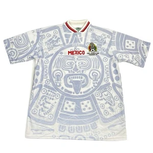 Vintage 1998 World Cup Mexico Jersey White Away Aztec Size Large - Picture 1 of 8