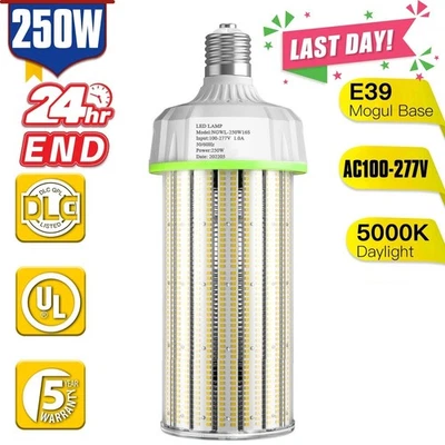250W LED Corn Light Bulb Warehouse Garage High Bay Lamp 30000lm E39 Mogul Base - Image 1 of 4