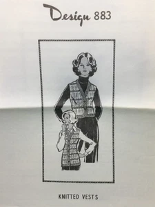 Vtg Mail Order Design 883 KNITTED VESTS Pattern Original - Picture 1 of 2