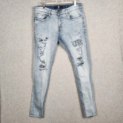 Pantalones de mezclilla Jordan Craig para hombre 34x32 lavado claro desgastados rasgados Ross calce ajustado Foto 1 de 4