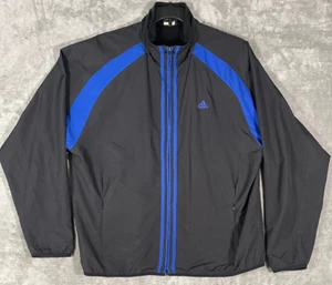 Adidas Climaproof Windbreaker Jacket Black Men's Large Full Zip Lined - Picture 1 of 11
