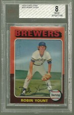 ROBIN YOUNT 1975 O-PEE-CHEE 223 BVG 8 HOF ROOKIE BGS MILWAUKEE BREWERS POP 1
