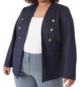 NEU LANE BRYANT NACHTHIMMELBLAU PONTE KRAGENLOS THE BRYANT BLAZER JACKE GR. 24 - Bild 1 von 8