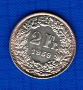Swiss Helvetia 2 Francs 1959 ( BOX 105)  -  SILVER  top 
