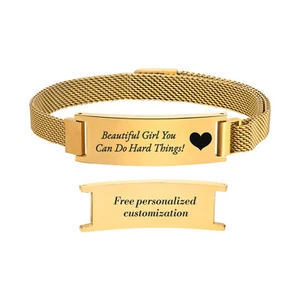 Personalised Medical Alert Bracelet StainlessSteel Engraving ID Name Adjustable - Picture 1 of 28