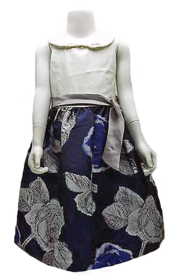 Bonnie Jean Girls Dress White Navy Flower Easter Formal Dress B40303 $58 - Image 1 of 4
