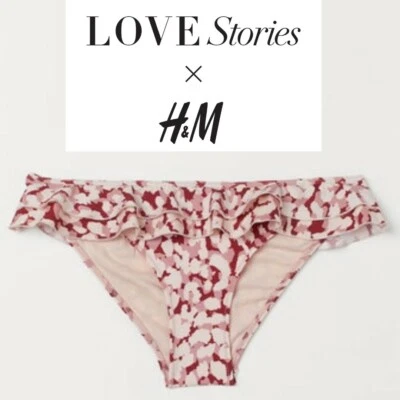 Parte inferior de bikini H&M X Love Stories Swim Club AGOTADO con volantes rosa nuevo con etiquetas talla 8 Foto 1 de 4