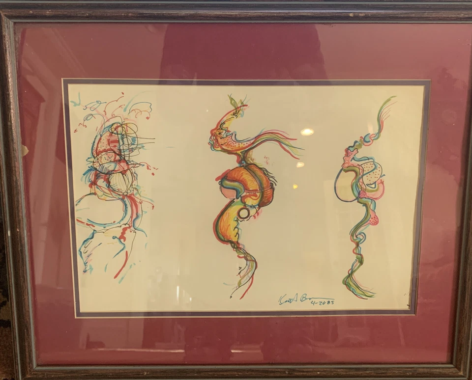 Pintura psicodélica original Keith Brown 22x18” de colección rara ¡Guau! Firmado Foto 1 de 4