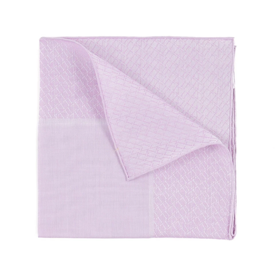 Zilli Lilac Pink Superfine Cotton Pocket Square with Woven Monogram Border - Image 1 of 4