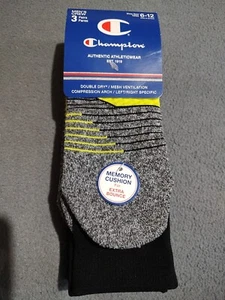 Champion Crew Sport Socks Black Reflect Logo CHMS21 3 Pairs Men’s Shoe Size 6-12 - Picture 1 of 8
