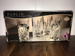 Dublin by Godinger Crystal - Cuatro vasos Highball de cristal vintage ¡NUEVOS EN CAJA!! - Imagen 1 de 15