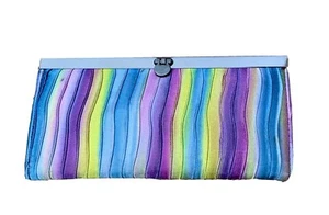 Striped Wallet Clutch with Inside Zipper WOMENS Multicolor - Picture 1 of 8