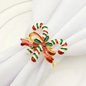 Wedding Napkin Rings Holders Christmas Napkin Rings Crystal Candy Cane Ornaments - Picture 1 of 10