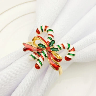 Anillos de servilleta de boda soportes anillos de servilleta de Navidad adornos de bastón de caramelo de cristal Foto 1 de 4