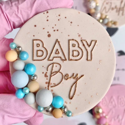 Baby shower bebé niño sello en relieve galletas cupcake decoración suministros para hornear Foto 1 de 2