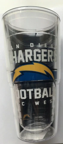 San Diego Chargers Football AFC West Tervis 24oz Double Wall Tumbler Blue Gold Cover