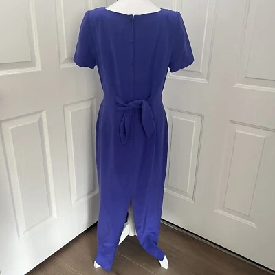 Maxi Vestido Vintage Maggy London 100% Seda 8 Púrpura Lazo Botones Abertura Caprichoso Foto 1 de 4