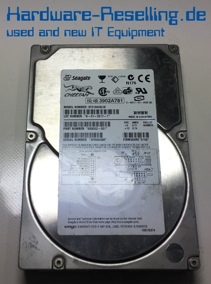 Seagate Cheetah 18GB HDD SCSI 3.5" 10k 4MB ST318406LW 9U3002-001 - Bild 1 von 3