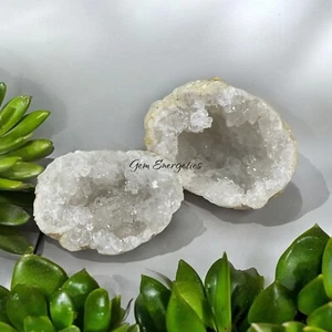 Natural Geode Pair Geode Crystal Quartz Druze Specimen Morocco Geode Half Split - Picture 1 of 3